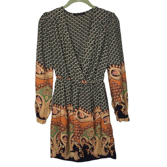 Honey Punch Dress Women Small  V Neck Paisley Multicolor - Picture 2 of 8